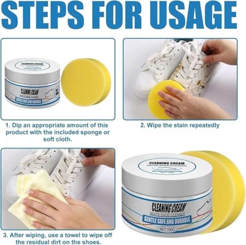 Generic White Shoe Cleaning Cream with Sponge 260g - Image 4
