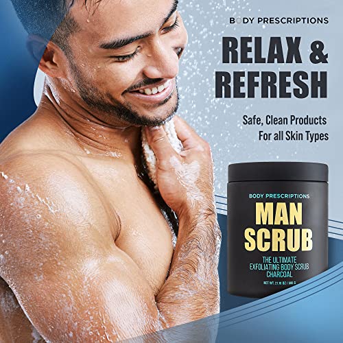 Body Prescriptions Men’s Exfoliating Body Scrub – Ultimate Skin Cleansing Wash in Jar with Twist-Top Lid, For All Skin Types, 21 Ounce (Pack of 1), Charcoal - Image 3