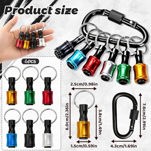 Brateuanoii 6er-Pack Bit Halter, 6-teiliges Farbcodiertes Schraubendreher-Bithalter-Set, Aluminiumlegierung Schraubendreher Bits Halter, Ideal für Bohrmaschinen und Handschraubendreher
