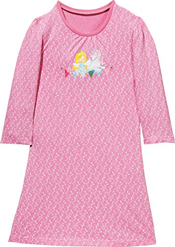 Erwin Müller Kinder Nachthemd, Nachtkleid, Pyjama, Nachtwäsche Single-Jersey, Fee und Einhorn rosa Größe 110/116 - weich und anschmiegsam Cover
