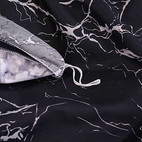 Fan Duvet Cover Set Queen Size Black and White Marble Reversible Pattern Boys Bedding Sets Modern Microfiber Comforter Cover and 2 Pillow Shams