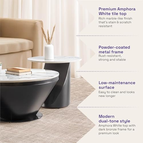 Image of Wakefit Center Table | 1 Yr Warranty | Coffee Table for Living Room Wooden, Tea Table for Living Room Wooden, Sofa Table, Free Installation from Brand, Modern Multi-Functional & Wobble-Free(Esprsso)