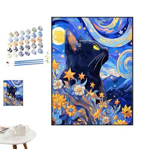 Peinture à l'huile par numéros de chat pour vos soirées détente