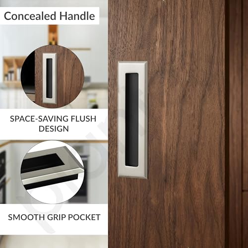 Image of Plantex Sliding Door Handle /Concealed Handle for Sliding Door /160mm Concealed Handle for Wardrobe /Kitchen Cabinet - Pack of 4 (Satin)