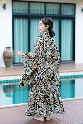 Image of Na'Rak Women's Kimono Robe, Full-Wrap Yukata Style Long Soft Loungewear Luxury Dressing Gown