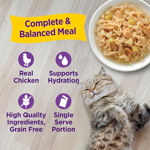 Image of Wellness Appetizing Entrees Shredded Adult Wet Cat Food, Natural, Protein Rich, Grain Free, Chicken and Salmon Recipe, 1.4 oz, Pack of 8 Pouches
