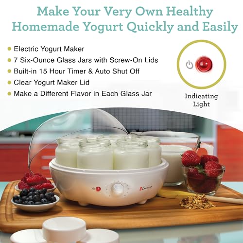 Euro Cuisine YM100 Automatic Yogurt Maker With 7 - 6Oz Glass Jars & 15 Hour Timer, Electric Yogurt Maker thumb #3