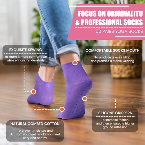 Image of Liitrsh 60 or 150 Pairs Pilates Grip Socks Bulk Unisex Non Slip Yoga Grippy Socks Woman for Adults Yoga Pilates Hospital