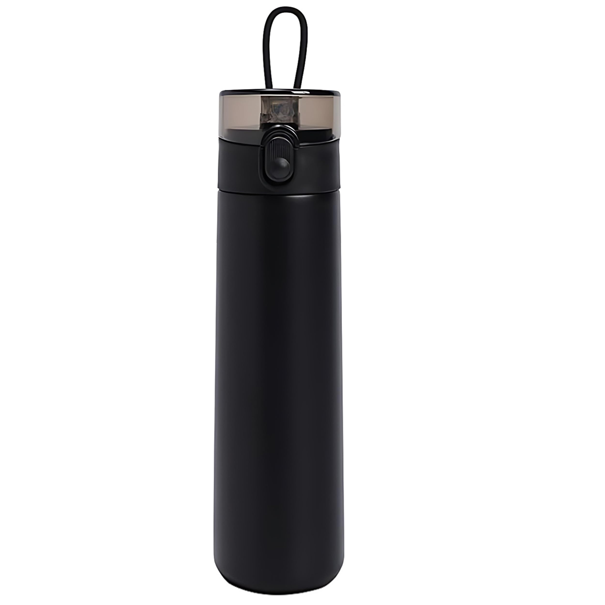250ml Insulated Small Water Bottle with Straw - 304 Stainless Steel Flask with One-Hand Open Design, Leak-Proof Locking Lid Flask, 4-6 Hours Hot/Cold Retention and Portable for Coffee, Milk(Black)