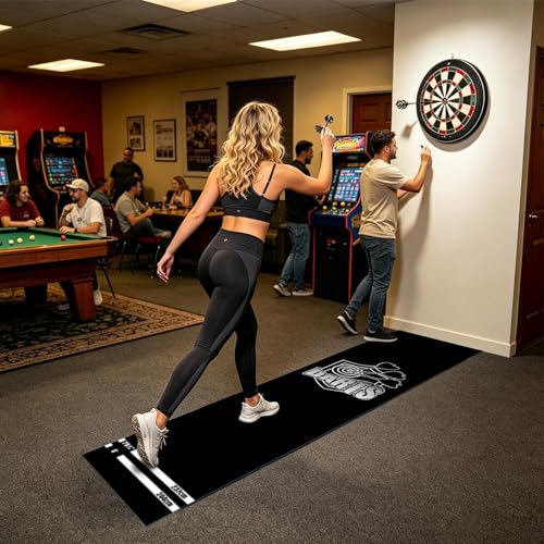 Tapis protection fléchettes caoutchouc avec ligne de tir intégrée