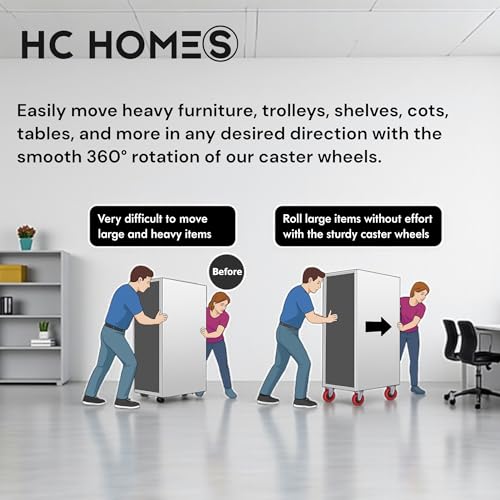 Image of Caster Wheel For Furniture 6 Wheel Rotating Heavy Duty Castor Wheel for Under-Bed Storage, Drawers, Sofas & Modular Units 500KG Load Capacity, Smooth & Silent 360 Degree Movement (Pack of 4)