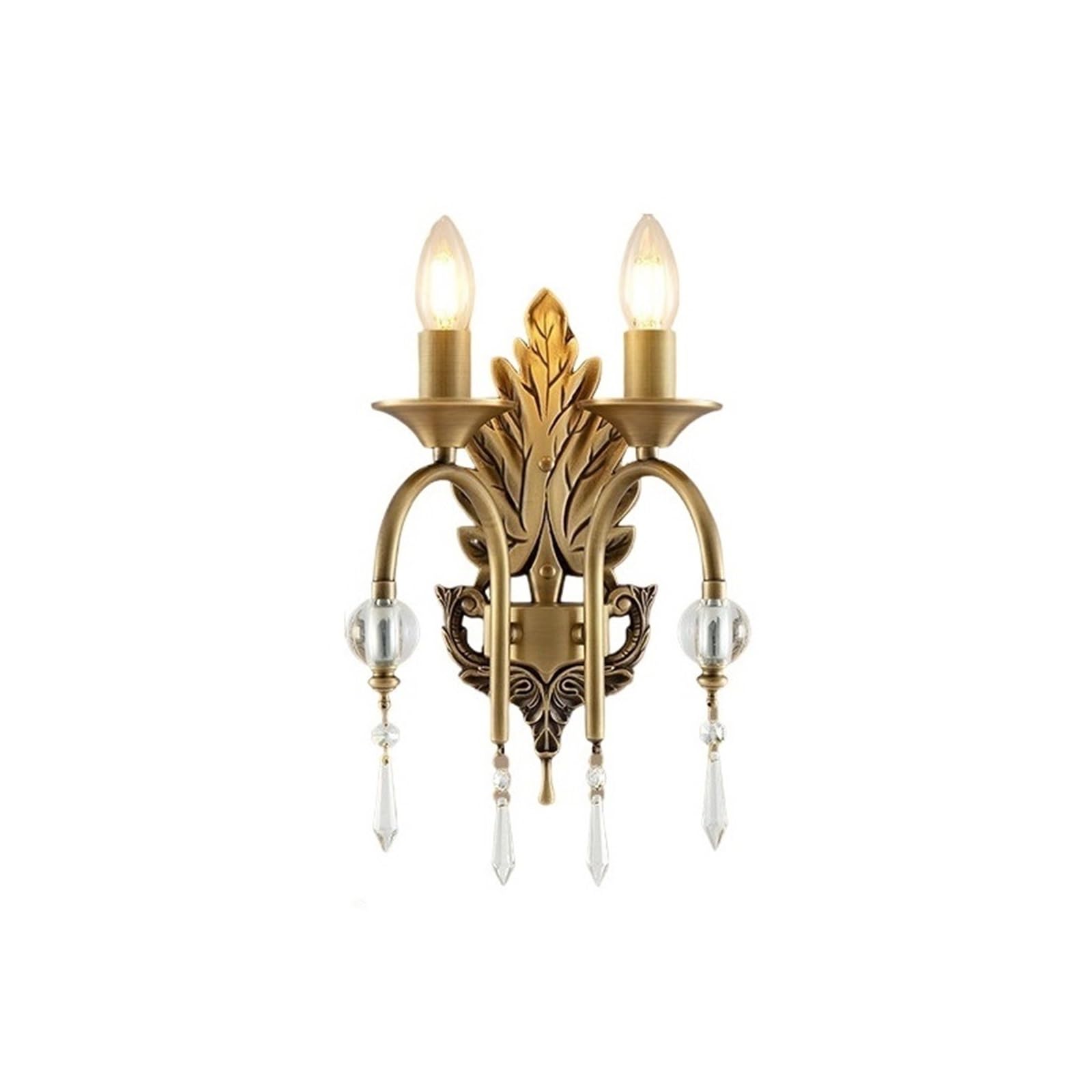 Wqqyu6hkf One Color Lights Vintage Copper Wall Lamp Bedroom Bedside Crystal Lamps(Medium)