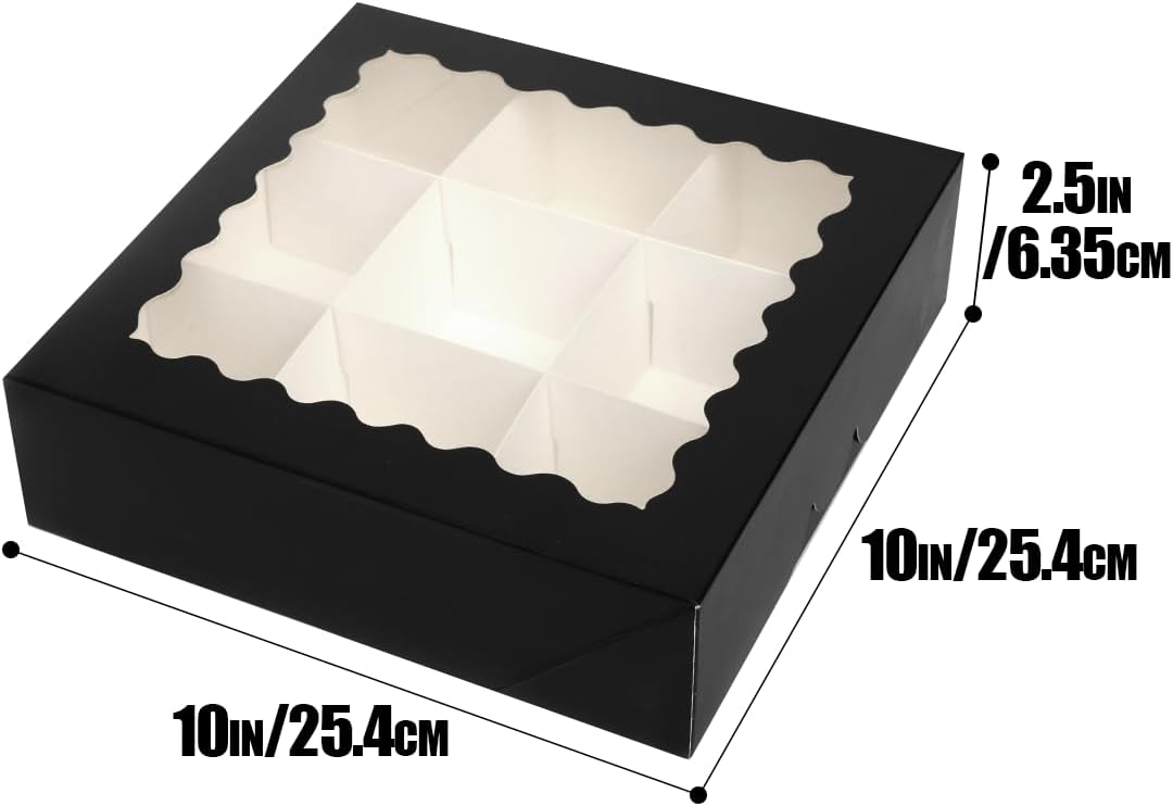 10x10x2.5 Inch Brown Pie Boxes with Window 12Pas Cookie Donut