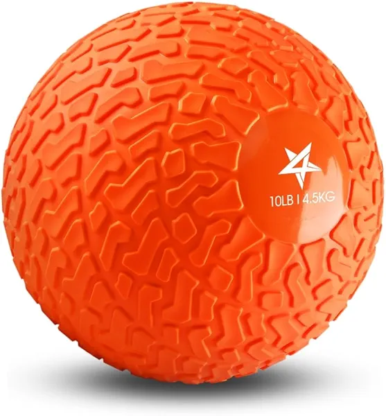 Yes4All Upgraded Fitness Slam Medicine Ball 10lbs for Strength, Power Workout | Exercise, Workout Ball | Orange Beast