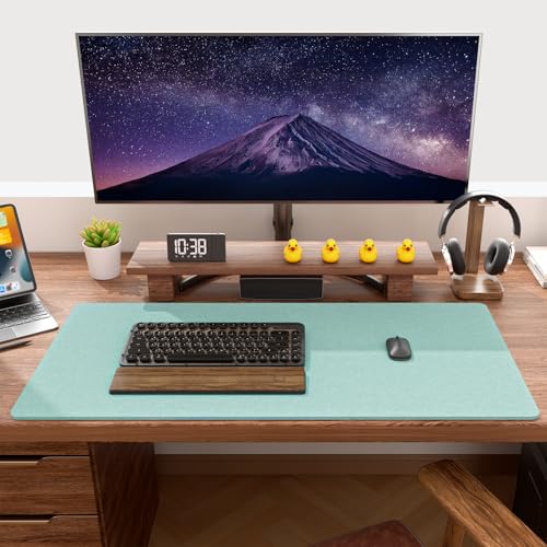 Image of Auhoahsil Felt Desk Mat, Minimalist Large Mouse Pad XXL 35.5 x 15.7 in, Desk Matt for Desktop, Keyboard, Laptop, Computer, Office, Work from Home, Gaming, Light Green