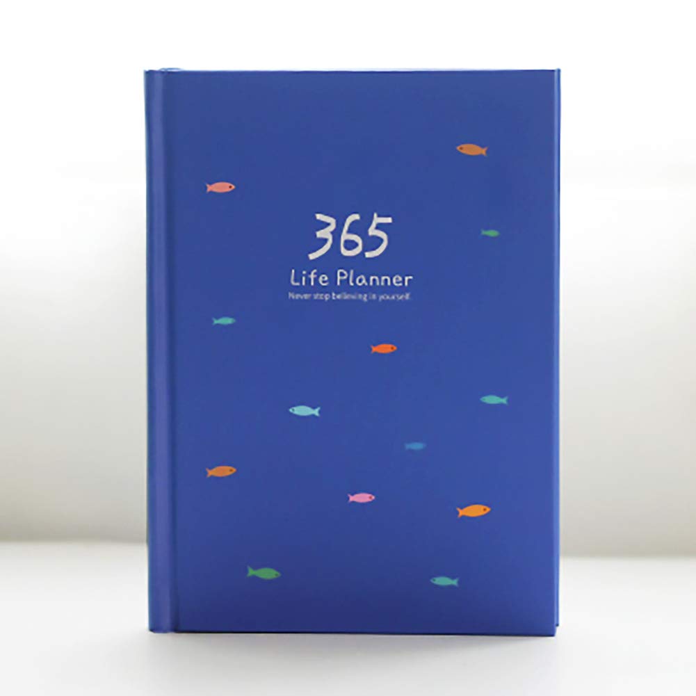 365 Days Daily Weekly Monthly Planner by Shining Soul, A5 Cute (Small) Personal Pocket Diary Hard Cover, Office Notebook Stationery (Blue) Calendar Schedule Organizer