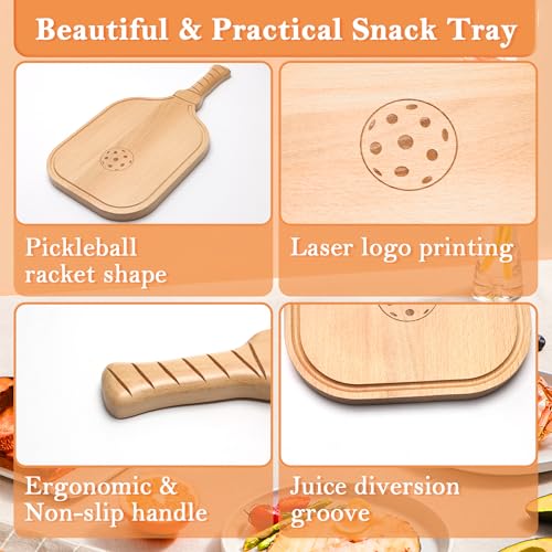 Tablero para Snacks en Forma de Raqueta de Pickleball, Tabla de Cortar y Tabla para Quesos y Embutidos de Madera con Asa miniatura 3