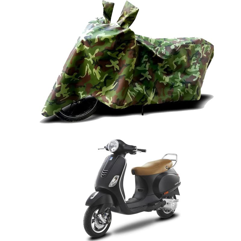 Image of 100% Water Resistant Full Bike Scooty Two Wheeler Body Cover Compatible for Vespa VXL 150 /UV-Rays /Heat Protection /Birds Dropping /Scratchproof /Dust Proof /Waterproof /All Varients[Green MJ]