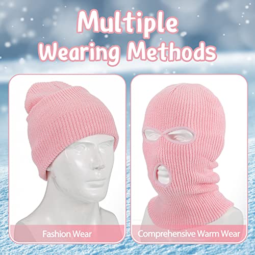 BBTO 3 Hole Knitted Balaclava Full Face Covering Winter Knitted Balaclava Protection Full Face Cover Thermal Winter Ski