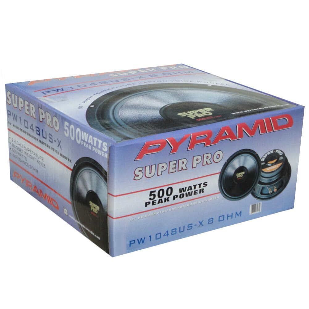 1 Pyramid PW1048USX woofer 25 cm 250 mm 10" de diámetro, 250 Watts rms y 500 Watts MAX, impedancia 8 Ohm, Home DJ Disco Party, suspensión de Goma, 1 Pieza