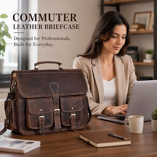 Bolsa de mensajero de cuero vintage para hombres miniatura 6