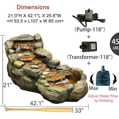 Gardenoutdoorwaterfountain421lfloorstandingtieredrockoutdoorfountainswithledlightsandpumpforgardenbackyarddeckpatioporchandhomeartdecor Urban Country Home Decor Garden outdoor water fountain 421 l floor standing tiered rock outdoor fountains with led lights and pump for garden backyard deck patio porch and home art decor urban country home decor