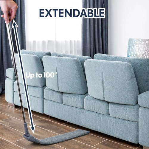 Image of Retractable Gap Dust Cleaner with Extension Pole, Cleaning Tools with 3 Microfiber Dusting Cloths, Extendable Long Handle Duster for Cleaning Under Refrigerator Furniture Appliance | Cleaning Tools with 3 Microfiber Dusting Cloths | Long Handle Duster 30-100'' | Under Refrigerator Furniture Appliance Gray