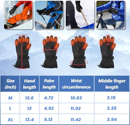 Rnssez Heated Gloves, Heating Gloves For Men Women Rechargeable Battery Waterproof & Windproof Thermal Touchscreen Winter Gloves For Riding Skiing Skating Hiking thumb #5