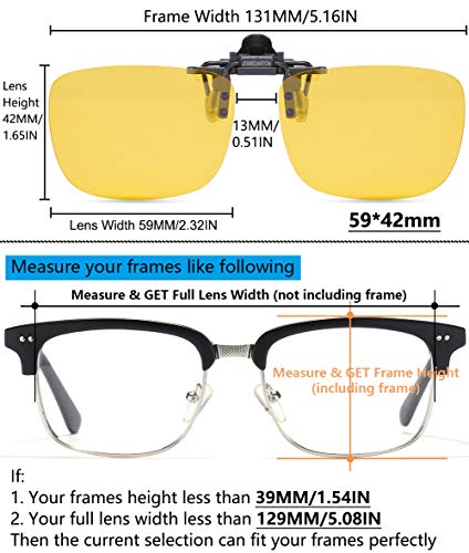 Jessiedanton Hd Night Vision Polarized Clip-On Flip Up Metal Clip Rimless Sunglasses, Lightweight, Xl Size, Yellow Lens #TOP3