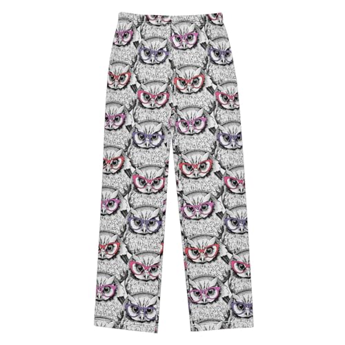 Owl with Glasses Boys Long Pants Soft Trousers Elastic Waist Kids Lounge Bottoms with Pockets S-XL