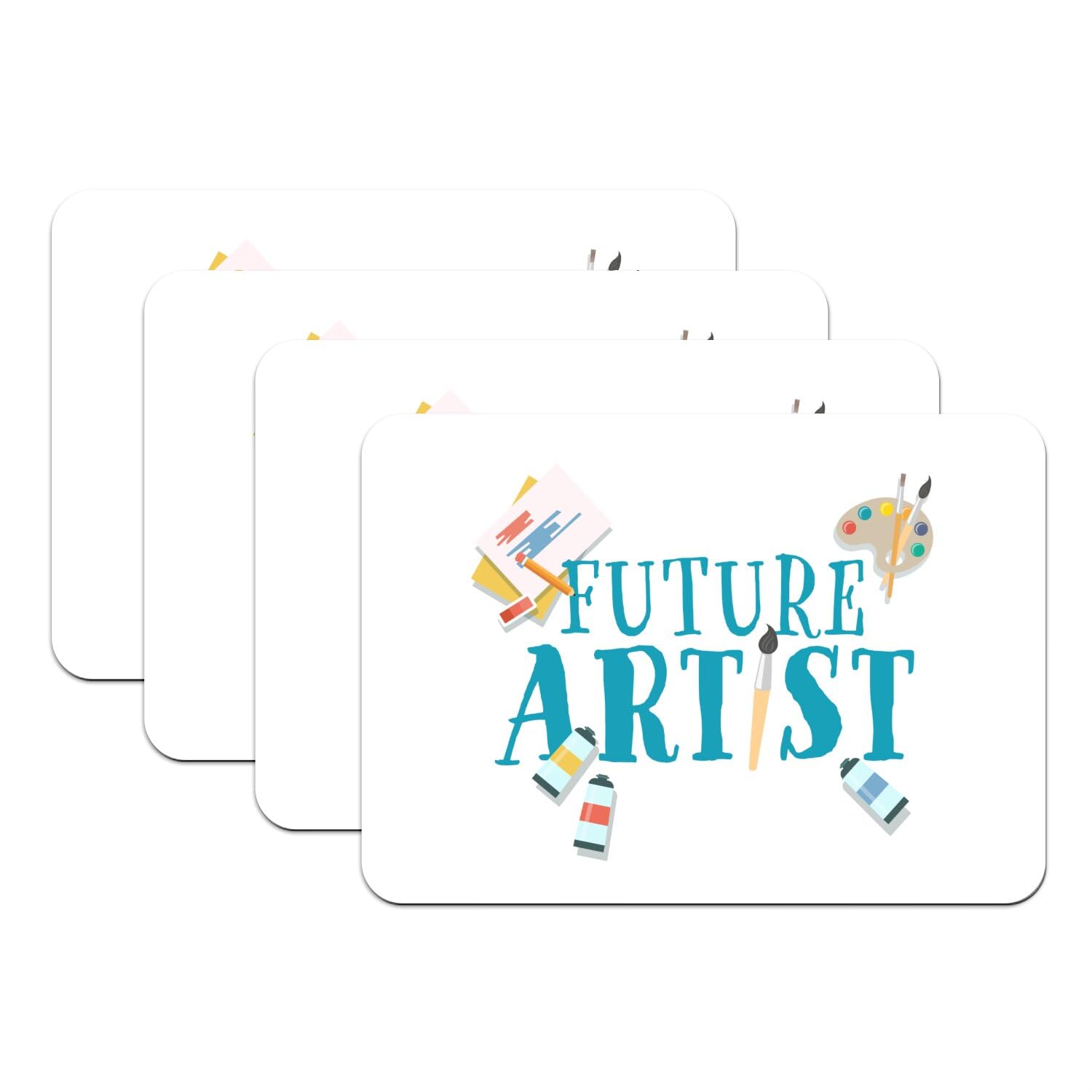 Sets de table lot de 4 dessous caoutchouc blanc Future Artist Passion Art grand format