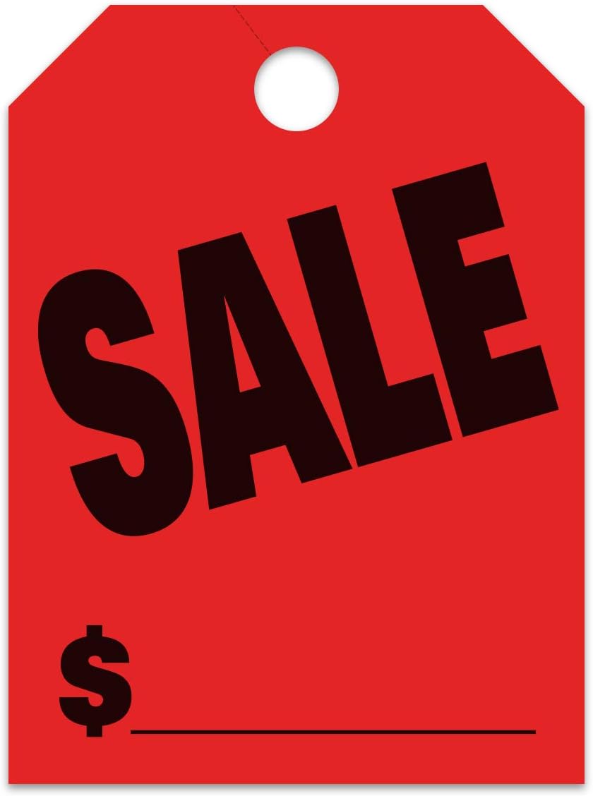 50 Pack Sale $ Jumbo Rear View Mirror Large Hang Tags Car Lot Dealer Auto Dealership Red Neon Fluorescent