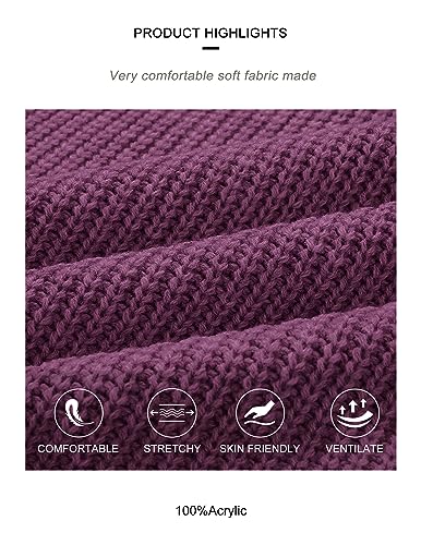 Merokeety LONG SLEEVE V NECK SWEATER Women'S 2024 Long Sleeve Chunky Knit Sweaters 1/4 Zip Polo V Neck Casual Pullover Tops,Darkpurple,Xxl thumb #4