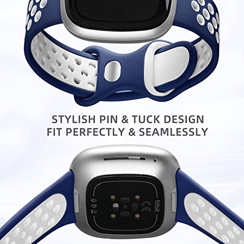 Maledan Silicone Band Compatible For Fitbit Versa 3/ Versa 4/ Fitbit Sense/Sense 2 Bands Women Men, Soft Silicone Wristband Replacement Accessories For Fitbit Versa 3/ Sense Smartwatch Bands, Small #TOP2