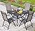 PHI VILLA 5-Piece Outdoor Dining Set for 4, All-Weather Grey Patio Furniture Set with Adjustable Folding Chairs & Square Metal Steel Table - Lightweight Portable Backyard Garden Set