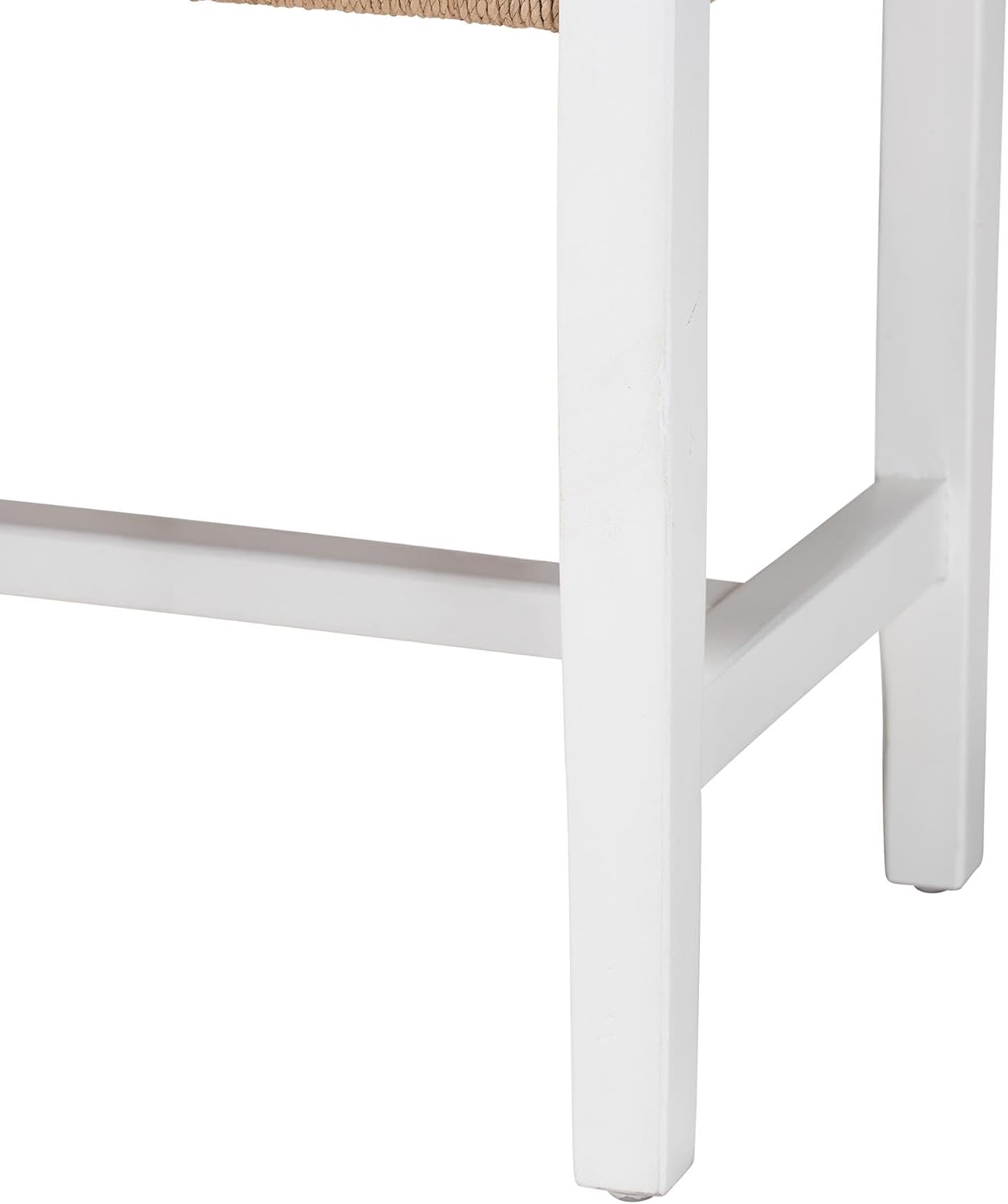 Bali & pari Prita Woven Paper Loom Bench with Mahogany Wood Frame - Handcrafted Accent Seating for Dining Room or Entryway, White