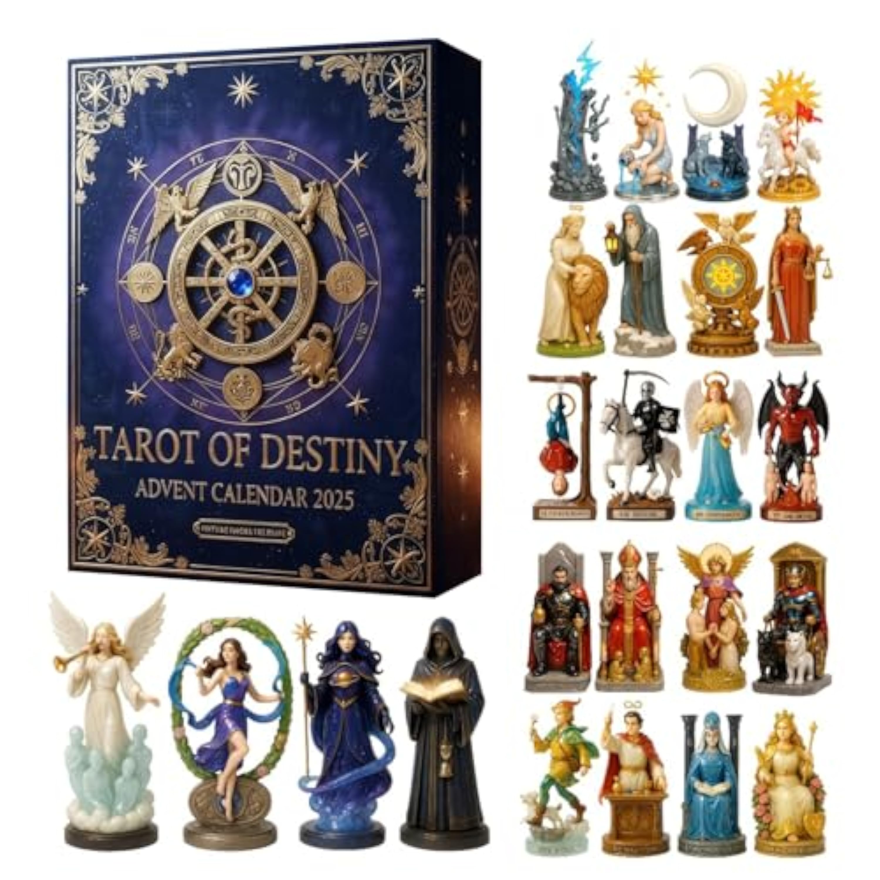 Figuras de los personajes del tarot - de Tarot 26 x 18 x 3 cm, colgantes de acrílico 2D, decoraciones para la cuenta regresiva ´Adviento | Kit de piezas de Tarot colección mística, juego