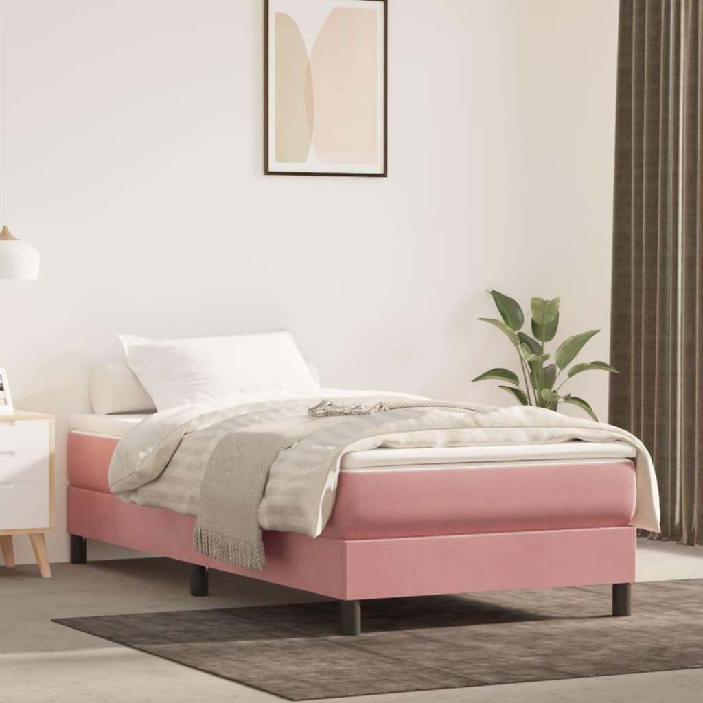 Materac ze sprężynami kieszeniowymi, różowy, średni, 90 x 190 x 20 cm, aksamit, zimna pianka i pianka memory, ergonomiczny, oddychający, nadaje się do sypialni i łóżka dla gości, na stelaż