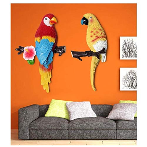 Sculpture Three-Dimensional Parrot Wall Decoration Creative Home Pendant Living Room Background Wall Decorations Resin Wall Wall Decoration Statues (Color: Combination) Novelty Gift #TOP3