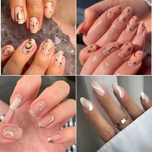 Splocudu GZGREAT-66 30 Sheets Gold Nail Art Stickers 3D Self-Adhesive Nail Decals Gold Line Star Nail Stickers thumb #4