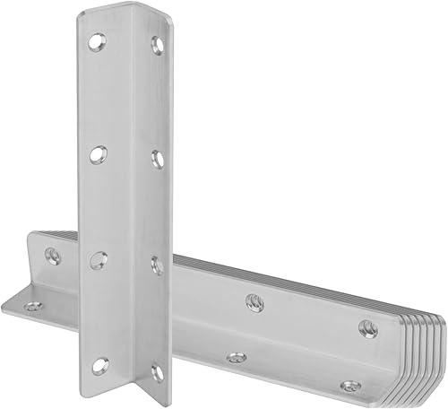 Miniatura 3 de 8 soportes de ángulo recto de 6-78 pulgadas. L de acero inoxidable 201, soporte de esquina ancha de 90 grados para estantes, estantes, 6-78 pulgadas