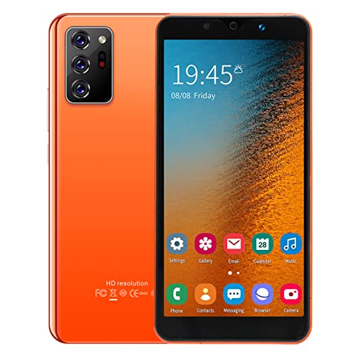 Téléphone Portable, 5,72 pouces d'empreintes Digitales du Visage Déverrouiller Deux Dartes SIM en Veille Smartphone, Note30 Plus 512 Mo + 4 Go, Téléphone pour Le Travail Des Étudiants (orange)