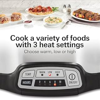 Hamilton Beach Programmable Slow Cooker, 6 Quart Capacity, Silver, 33463