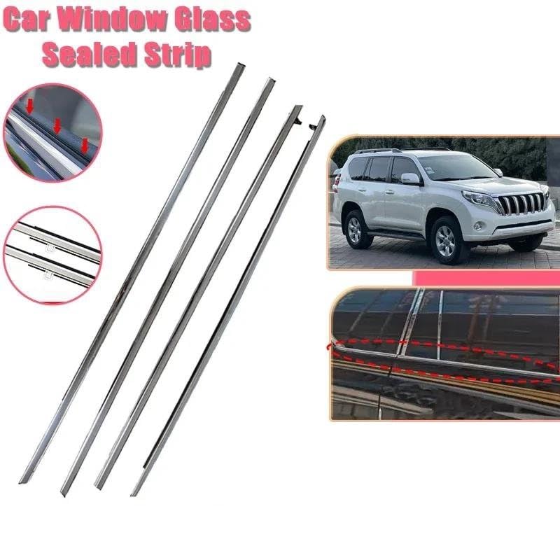 Uszczelka okienna do Land Cruiser, Prado J150 (2010-2023) i Lexus GX400, paski uszczelniające do drzwi, taśma uszczelniająca do okien samochodowych i drzwi (chromowana, z przodu, 2 sztuki)