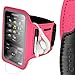 iGadgitz U2761 Anti-Slip Reflective Neoprene Armband Compatible with Sony Walkman NWZ-E585 and NWZ-E380 Sports Jogging Gym - Pink