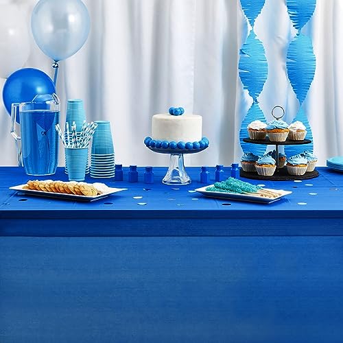 Image of Juvale Blue Tablecloth - 54 x 108 in, Pack of 3, Rectangular - Disposable Tablecloth & Plastic Table Cover for Parties & Easy Cleanup & Protection