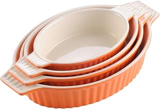 4-piece Oval Baking Dish Plate Set Oven to Table Baking Dish with Ceramic Handles Ideal for Lasagne/Pie/Casserole/Tapas (Color : B) (D)