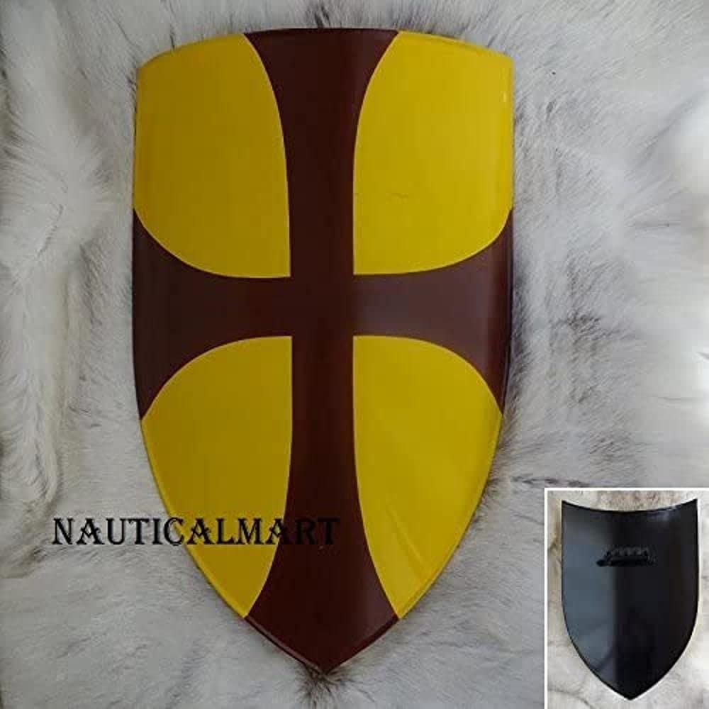 NauticalMart Medieval Crusader Knight Battle Shield Perfect for Re-Enactment Yellow