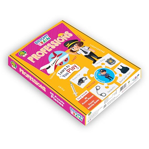 Image of The Book Tree Bright Brain Professions Puzzle - Discover & Match 40 Profession Pieces - Fun Educational Toy for Kids Age 3+ - Gift Box by Majestic Book Club