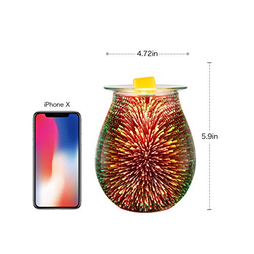 Electric Wax Melter COOSA 3D Starburst Fireworks Glass Candle Warmer Wax Burner Melt Fragrance Warmer Incense Oil Warmer Night Light Aroma Decorative Lamp for Gifts,Decor for Home Office - Thumbnail 6